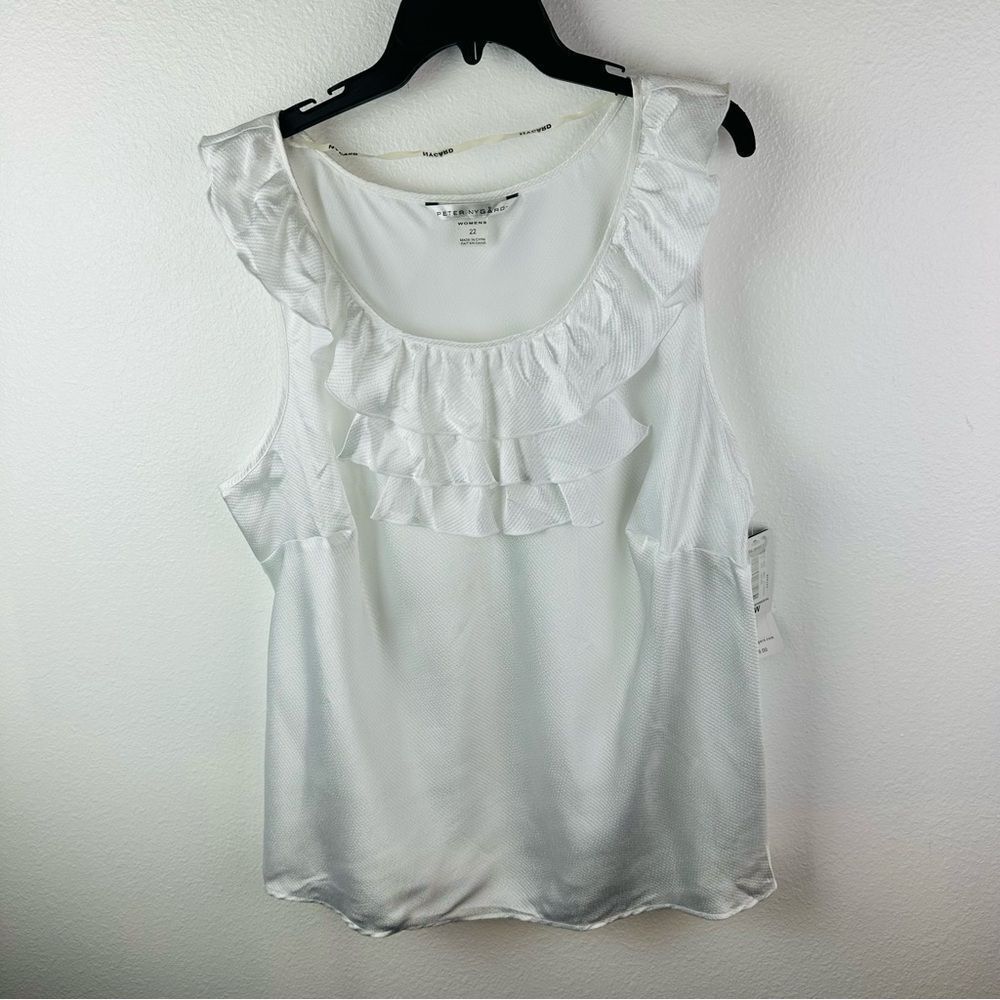 Peter Nygard White Ruffle Tank Size 22 NWT